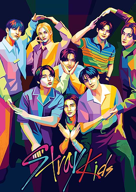 Stray Kids Pop Art Portrait