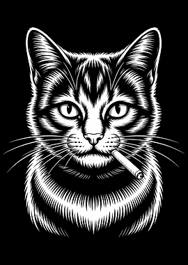 Cat Smoking a Cigarette