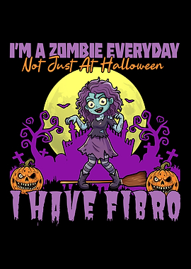 Zombie Fibromyalgia Awareness Halloween Art
