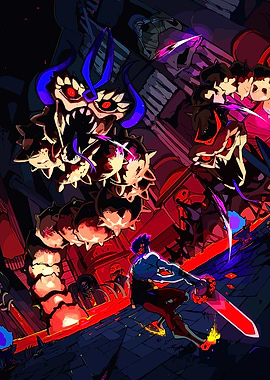 Hero battles monstrous worm creature