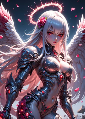 Anime Angel Warrior with Wings and Armor