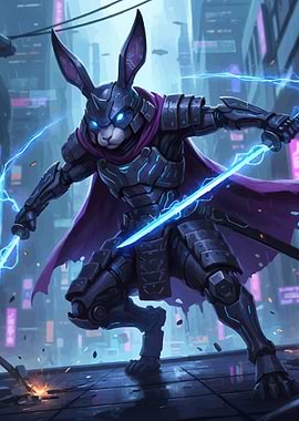 Cyberpunk Rabbit Samurai