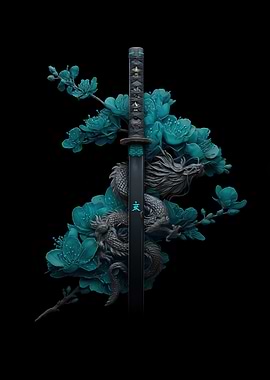 Dragon and Cherry Blossoms Katana