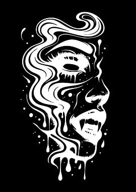 Vampire Face with Dripping Smoke