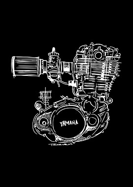 Yamaha Motorcycle Engine Sketch