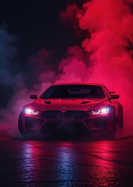Red BMW M8 in Smoke