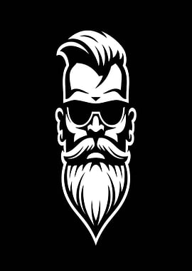 Stylized Bearded Man with Sunglasses