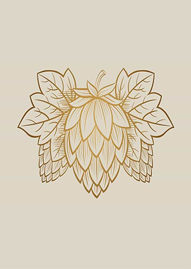 Golden Hop Cone Illustration