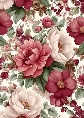 Vintage Floral Pattern with Peonies