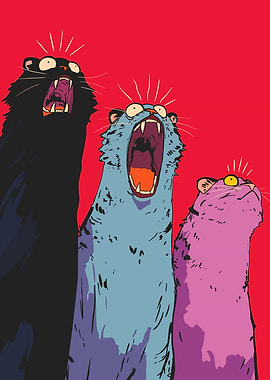 Three Feral Cats Yelling