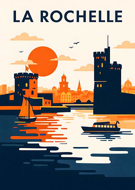 La Rochelle Vintage Travel Poster