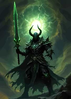 Dark Knight with Glowing Sword