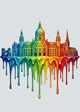 Hanover Germany Skyline Colorful Drip
