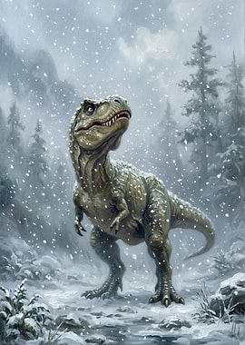T-Rex in a Snowy Forest