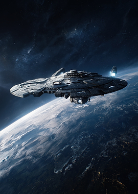 Alien Spaceship Over Earth