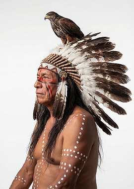 Native American Man with Eagle Headdress