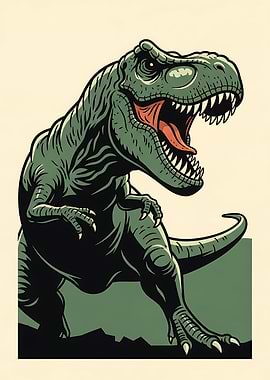 | Vintage Dinosaur Poster | Retro Jurassic Art
