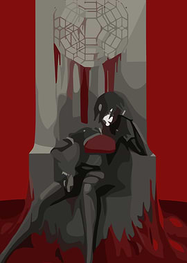Gothic Figure on Bloody Throne