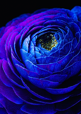 Vibrant Blue Purple Ranunculus Macro