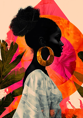 Afro Woman with Gold Hoop Earrings