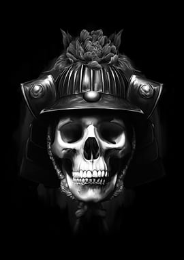 Samurai Skull with Flower