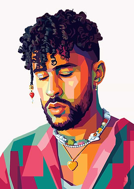 Bad Bunny Pop Art Portrait