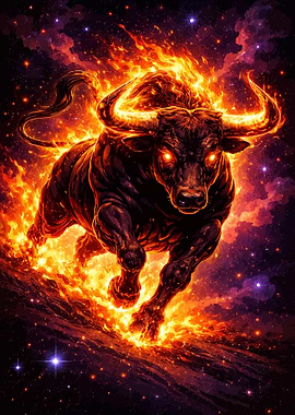 Fiery Bull in Space