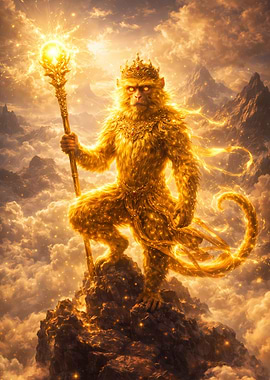 Golden Monkey King with Staff