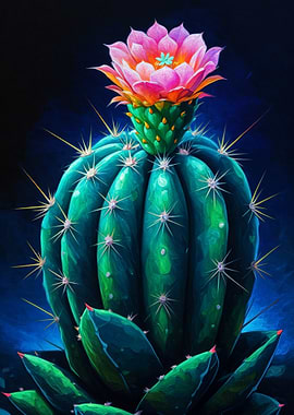 Vibrant Cactus Flower Painting