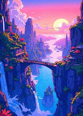 Serene Mountain Valley at Sunset