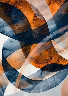 Abstract Swirls of Orange and Blue
