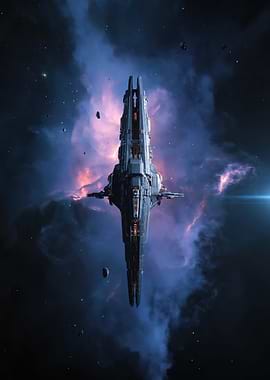 Massive Spaceship in Nebula