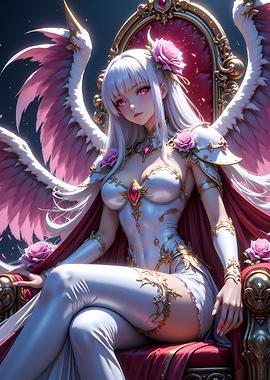 Anime Angel Queen on Throne