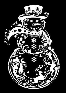 Ornate Snowman with Reindeer and Figures