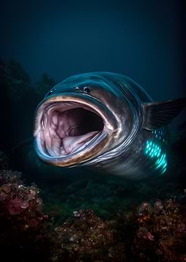 Close-up of a Grouper with Mouth Open