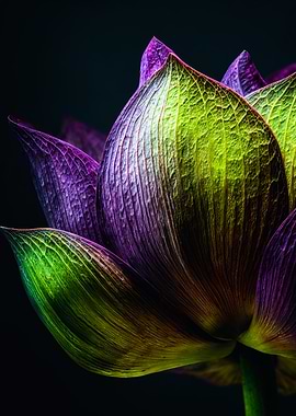 Purple Green Lotus Bud Macro