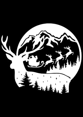 Santa's Sleigh Ride Silhouette