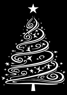 White Christmas Tree with Stars