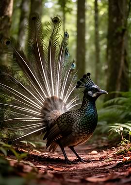 Peacock in a Forest