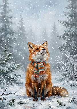 Fox in a Winter Forest