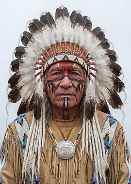 Native American Man in Traditional Headdress