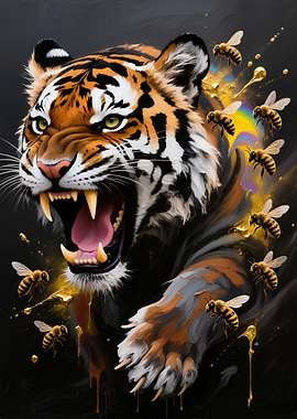 Tiger and Bees Painting