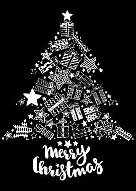 Christmas Tree Made of Gifts and Stars