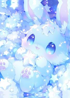 Cute Fluffy Creature with Stars ~ Anime kawaii animal