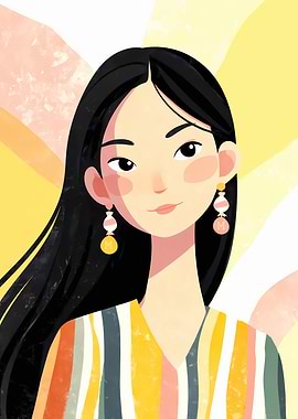 Illustration of a woman with candy earrings