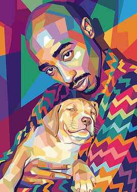Tupac Shakur a Dog in Pop Art Style