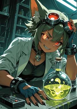 Anime Scientist with Glowing Eyes