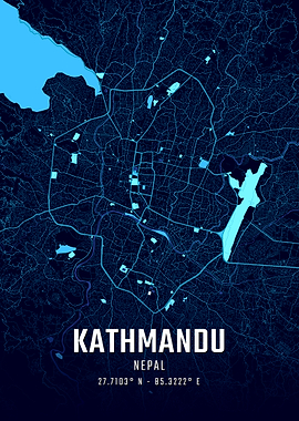 Kathmandu Midnight City Map