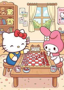 Hello Kitty and My Melody Play Chess