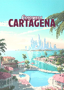 Cartagena Colombia Mosaic Vintage Poster